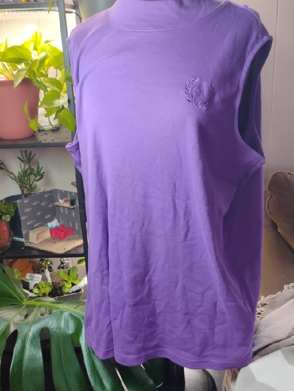 Blair Purple Sleeveless Tank Top with Laurel Emblem